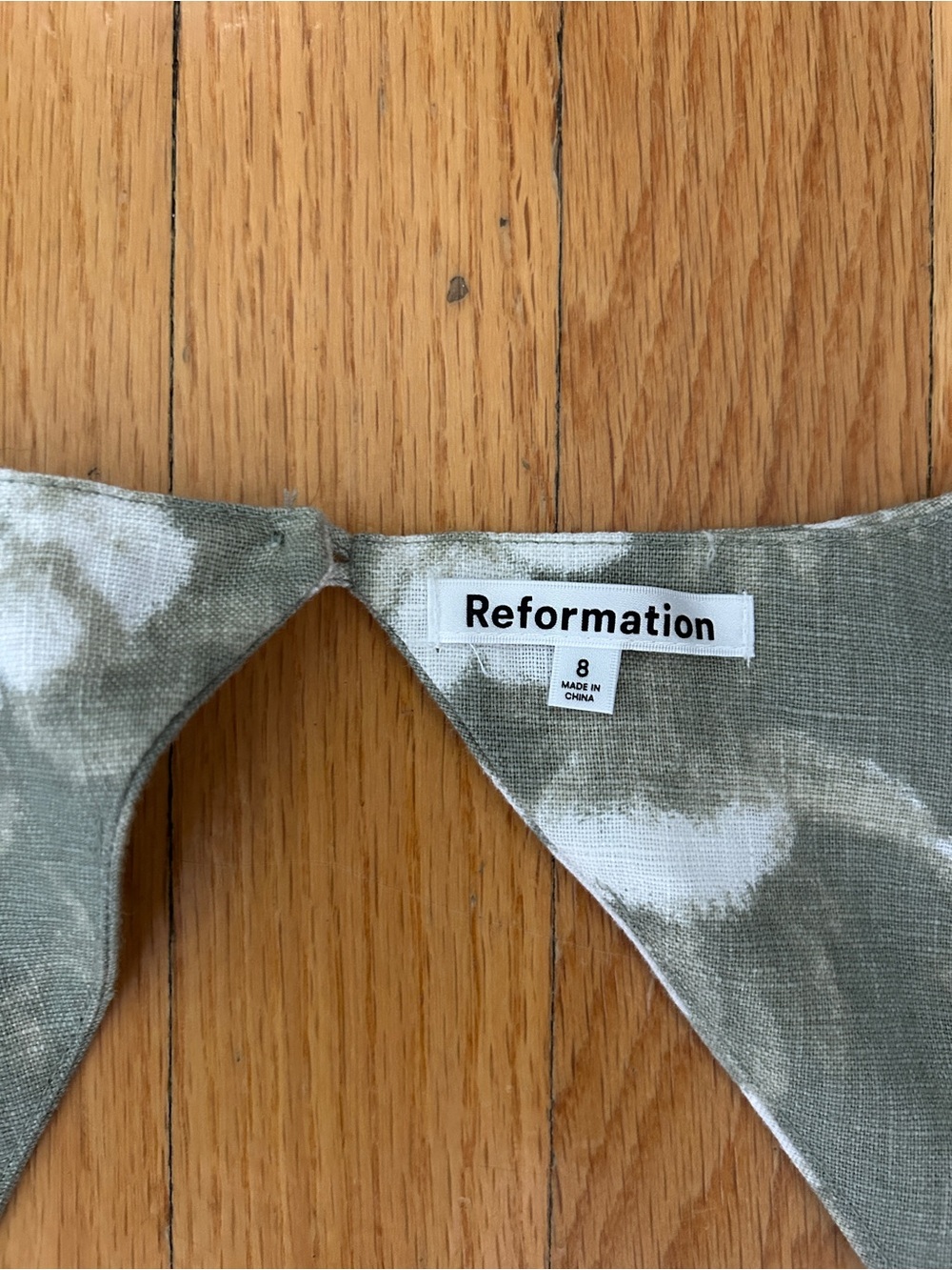 Reformation Olive Green Floral Cutout Square-Neck Top - Picture 2 of 5